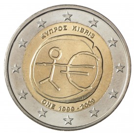 Монета Кипр 2 евро 2009 10 лет экономическому и валютному союзу