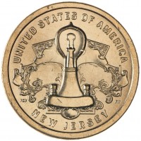 США 1 доллар 2019 Лампа накаливания Нью Джерси