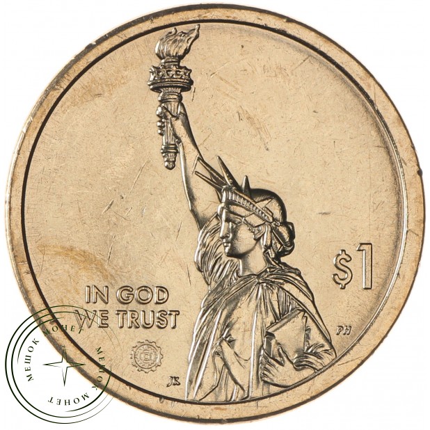 США 1 доллар 2019 Лампа накаливания Нью Джерси