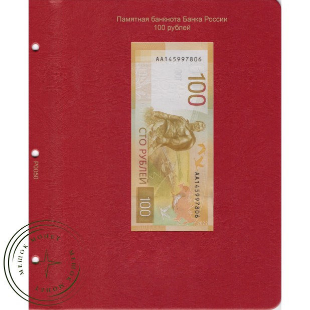 Универсальный лист для банкноты России 100 рублей в Альбом КоллекционерЪ