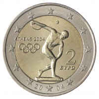 Монета Греция 2 евро 2004 Летние Олимпийские игры 2004 в Афинах