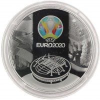 Монета 3 рубля 2021 Чемпионат Европы по Футболу UEFA 2020