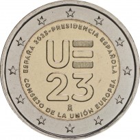 Монета Испания 2 евро 2023 Председательство в ЕС