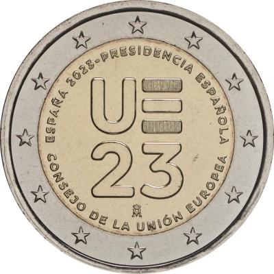 Монета Испания 2 евро 2023 Председательство в ЕС