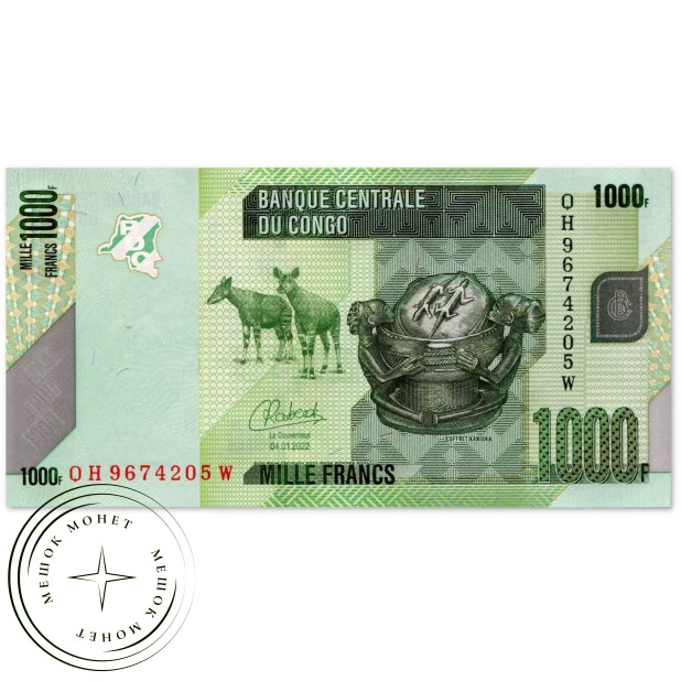 Конго 1000 франков 2022
