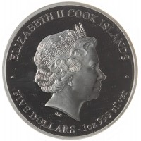 Монета Острова Кука 5 долларов 2013 Год Змеи Змея с розами