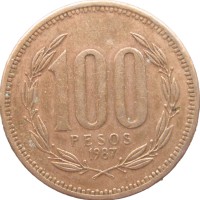Монета Чили 100 песо 1987