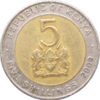 Монета Кения 5 шиллингов 2009