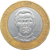 Монета Доминикана 5 песо 2005