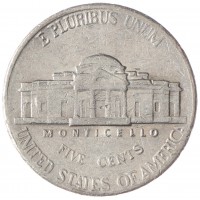 Монета США 5 центов 1998