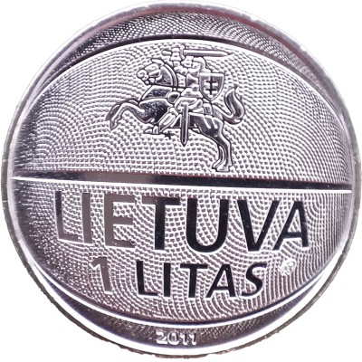 Монета Литва 1 лит 2011 37-й чемпионат Европы по баскетболу
