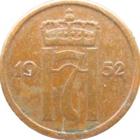 Монета Норвегия 1 эре 1952