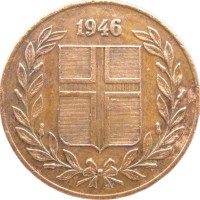Монета Исландия 5 эйре 1946