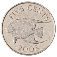Монета Бермудские острова 5 центов 2008