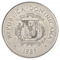 Монета Доминиканская республика 25 сентаво 1989