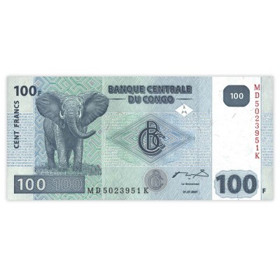 Банкнота Конго 100 франков 2007
