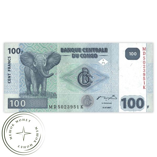 Конго 100 франков 2007 — 937029955