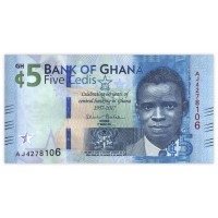 Банкнота Гана 5 седи 2017 60-летие Центрального банка в Гане