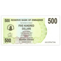 Банкнота Зимбабве 500 долларов 2006