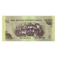 Банкнота Бутан 5 нгултрум 2015