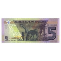 Банкнота Зимбабве 5 долларов 2019