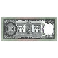 Банкнота Боливия 1000 песо боливиано 1982