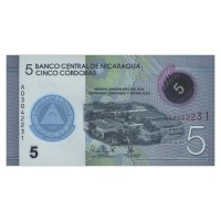 Банкнота Никарагуа 5 кордоб 2019 60 лет Центральному банку Никарагуа