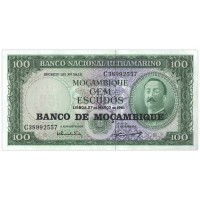 Банкнота Мозамбик 100 эскудо 1976 на 100 эскудо 1961