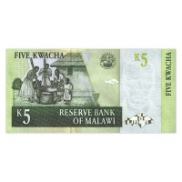 Банкнота Малави 5 квача 2005