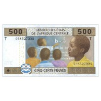 Банкнота Центральная Африка Конго Литера T 500 франков 2002