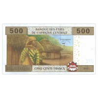 Банкнота Центральная Африка Конго Литера T 500 франков 2002