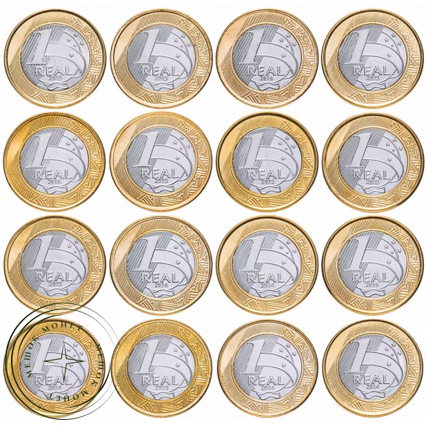 Бразилия 1 реал 2014 - 2016 Олимпиада в Рио набор 16 монет — 937046314