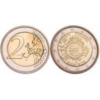 Монета Финляндия 2 евро 2012 10 лет наличному обращению евро
