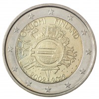 Монета Финляндия 2 евро 2012 10 лет наличному обращению евро