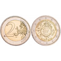 Монета Германия 2 евро 2012 10 лет наличному обращению евро