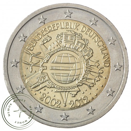 Германия 2 евро 2012 10 лет наличному обращению евро — 36538430