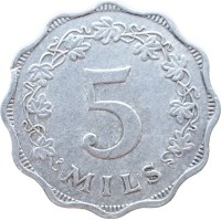 Монета Мальта 5 милей 1972