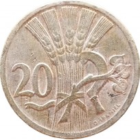 Монета Чехословакия 20 хеллеров 1926
