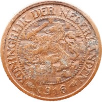 Монета Нидерланды 1 цент 1916