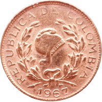 Монета Колумбия 1 сентаво 1967