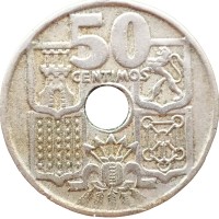 Монета Испания 50 сентимо 1949