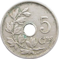 Монета Бельгия 5 сентим 1922