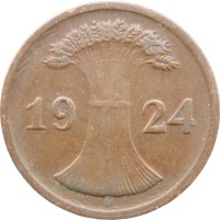Монета Германия 2 рентспфеннига 1924