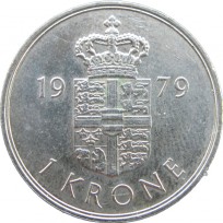 Монета Дания 1 крона 1979