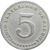 Монета Панама 5 сентесимо 1982