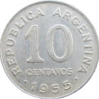 Монета Аргентина 10 сентаво 1955