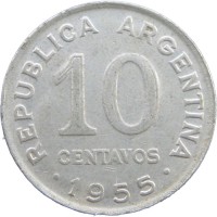 Монета Аргентина 10 сентаво 1955