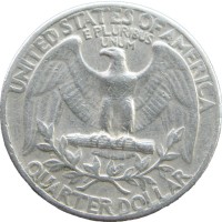 Монета США 25 центов 1965