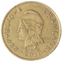 Монета Полинезия 100 франков 2010