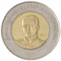 Монета Доминикана 10 песо 2010